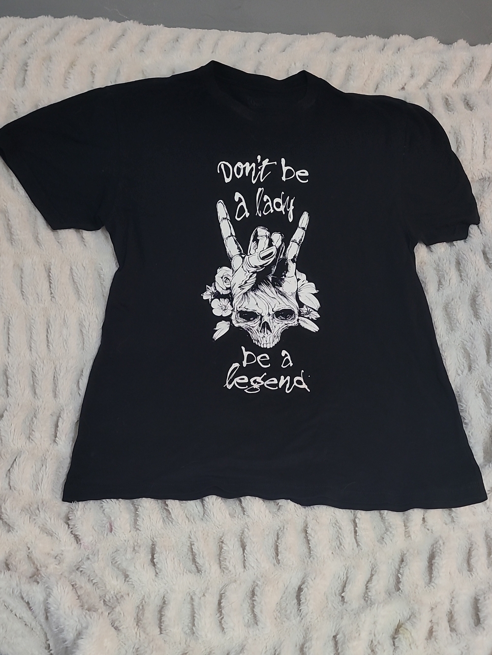 Bella Canvas Black Graphic Tee with White Skull & Hand Design